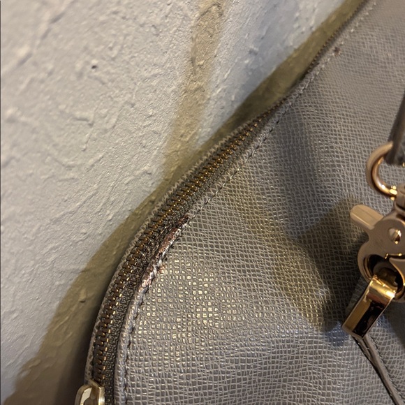 Ivanka Trump Ava Dome Satchel Handbag Shoulder Purse Gray w Gold - Picture 6 of 9